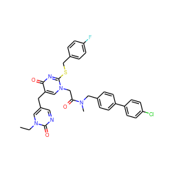 CCn1cc(Cc2cn(CC(=O)N(C)Cc3ccc(-c4ccc(Cl)cc4)cc3)c(SCc3ccc(F)cc3)nc2=O)cnc1=O ZINC000027634570