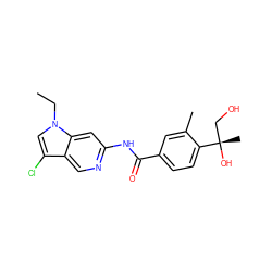 CCn1cc(Cl)c2cnc(NC(=O)c3ccc([C@@](C)(O)CO)c(C)c3)cc21 ZINC000145260033