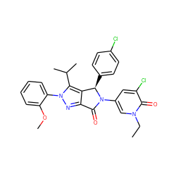 CCn1cc(N2C(=O)c3nn(-c4ccccc4OC)c(C(C)C)c3[C@H]2c2ccc(Cl)cc2)cc(Cl)c1=O ZINC000224124504