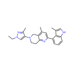 CCn1cc(N2CCc3nc(-c4cccc5[nH]cc(C)c45)cc(C)c3C2)c(C)n1 ZINC000169686050