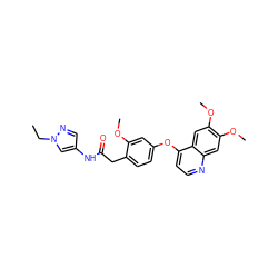 CCn1cc(NC(=O)Cc2ccc(Oc3ccnc4cc(OC)c(OC)cc34)cc2OC)cn1 ZINC000084632345