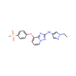 CCn1cc(Nc2nc3c(Oc4ccc(S(C)(=O)=O)cc4)cccn3n2)cn1 ZINC000148178967