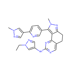 CCn1cc(Nc2ncc3c(n2)-c2c(nn(C)c2-c2ccc(-c4cnn(C)c4)nc2)CC3)cn1 ZINC000205268494