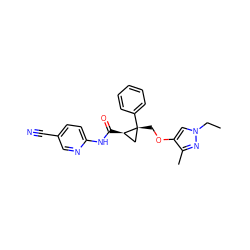 CCn1cc(OC[C@@]2(c3ccccc3)C[C@H]2C(=O)Nc2ccc(C#N)cn2)c(C)n1 ZINC000216875271