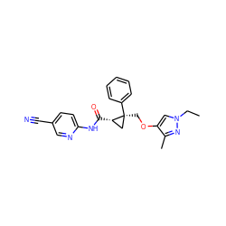 CCn1cc(OC[C@]2(c3ccccc3)C[C@@H]2C(=O)Nc2ccc(C#N)cn2)c(C)n1 ZINC000200419515