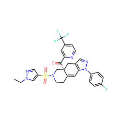 CCn1cc(S(=O)(=O)N2CCC3=Cc4c(cnn4-c4ccc(F)cc4)C[C@]3(C(=O)c3cc(C(F)(F)F)ccn3)C2)cn1 ZINC000142048291