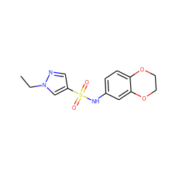 CCn1cc(S(=O)(=O)Nc2ccc3c(c2)OCCO3)cn1 ZINC000001430388