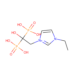 CCn1cc[n+](CC(O)(P(=O)(O)O)P(=O)(O)O)c1 ZINC000095586545