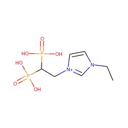 CCn1cc[n+](CC(P(=O)(O)O)P(=O)(O)O)c1 ZINC000095592004