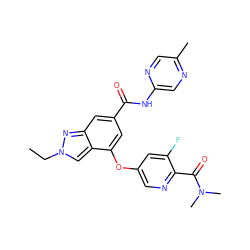 CCn1cc2c(Oc3cnc(C(=O)N(C)C)c(F)c3)cc(C(=O)Nc3cnc(C)cn3)cc2n1 ZINC000095560526