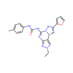 CCn1cc2c(n1)N=C(NC(=O)Nc1ccc(C)cc1)N1NC(c3ccco3)=N[C@H]21 ZINC000034800784