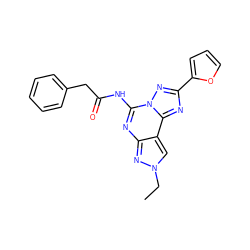 CCn1cc2c(nc(NC(=O)Cc3ccccc3)n3nc(-c4ccco4)nc23)n1 ZINC000013472373