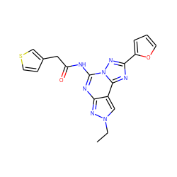 CCn1cc2c(nc(NC(=O)Cc3ccsc3)n3nc(-c4ccco4)nc23)n1 ZINC000045290729