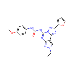 CCn1cc2c(nc(NC(=O)Nc3ccc(OC)cc3)n3nc(-c4ccco4)nc23)n1 ZINC000013472315