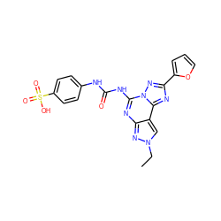 CCn1cc2c(nc(NC(=O)Nc3ccc(S(=O)(=O)O)cc3)n3nc(-c4ccco4)nc23)n1 ZINC000013472334