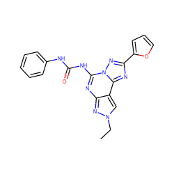 CCn1cc2c(nc(NC(=O)Nc3ccccc3)n3nc(-c4ccco4)nc23)n1 ZINC000013472333