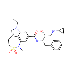 CCn1cc2c3c(cc(C(=O)N[C@@H](Cc4ccccc4)[C@H](O)CNC4CC4)cc31)N(C)S(=O)(=O)CC2 ZINC000043014529