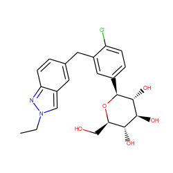 CCn1cc2cc(Cc3cc([C@@H]4O[C@H](CO)[C@@H](O)[C@H](O)[C@H]4O)ccc3Cl)ccc2n1 ZINC000142232996