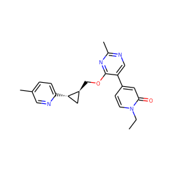 CCn1ccc(-c2cnc(C)nc2OC[C@H]2C[C@@H]2c2ccc(C)cn2)cc1=O ZINC000209426156