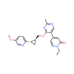 CCn1ccc(-c2cnc(C)nc2OC[C@H]2C[C@@H]2c2ccc(OC)cn2)cc1=O ZINC000209430302