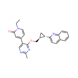 CCn1ccc(-c2cnc(C)nc2OC[C@H]2C[C@@H]2c2ccc3ccccc3n2)cc1=O ZINC000209430255