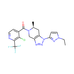 CCn1ccc(-n2nnc3c2C[C@H](C)N(C(=O)c2ccnc(C(F)(F)F)c2Cl)C3)n1 ZINC001772599698