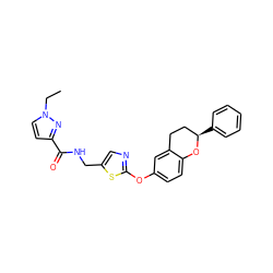 CCn1ccc(C(=O)NCc2cnc(Oc3ccc4c(c3)CC[C@@H](c3ccccc3)O4)s2)n1 ZINC000169710569