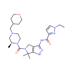 CCn1ccc(C(=O)Nc2n[nH]c3c2CN(C(=O)N2CCN(CC4CCOCC4)C[C@@H]2C)C3(C)C)n1 ZINC000149176071