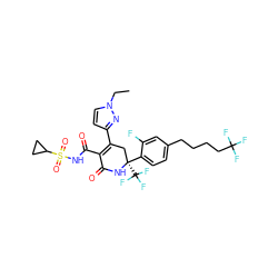 CCn1ccc(C2=C(C(=O)NS(=O)(=O)C3CC3)C(=O)N[C@@](c3ccc(CCCCC(F)(F)F)cc3F)(C(F)(F)F)C2)n1 ZINC001772600778