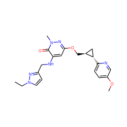 CCn1ccc(CNc2cc(OC[C@H]3C[C@@H]3c3ccc(OC)cn3)nn(C)c2=O)n1 ZINC000217652692