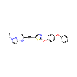 CCn1ccc(N[C@@H](C)C#Cc2cnc(Oc3ccc(Oc4ccccc4)cc3)s2)n1 ZINC000012339904