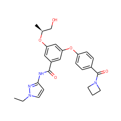 CCn1ccc(NC(=O)c2cc(Oc3ccc(C(=O)N4CCC4)cc3)cc(O[C@@H](C)CO)c2)n1 ZINC000035952588