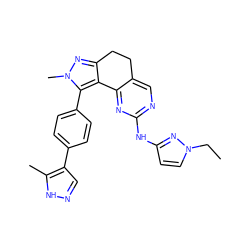 CCn1ccc(Nc2ncc3c(n2)-c2c(nn(C)c2-c2ccc(-c4cn[nH]c4C)cc2)CC3)n1 ZINC000224951672