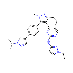 CCn1ccc(Nc2ncc3c(n2)-c2c(nn(C)c2-c2ccc(-c4cnn(C(C)C)c4)cc2)CC3)n1 ZINC000224942041