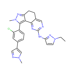 CCn1ccc(Nc2ncc3c(n2)-c2c(nn(C)c2-c2ccc(-c4cnn(C)c4)cc2Cl)CC3)n1 ZINC000224945240