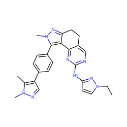 CCn1ccc(Nc2ncc3c(n2)-c2c(nn(C)c2-c2ccc(-c4cnn(C)c4C)cc2)CC3)n1 ZINC000224949820