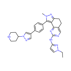 CCn1ccc(Nc2ncc3c(n2)-c2c(nn(C)c2-c2ccc(-c4cnn(C5CCNCC5)c4)cc2)CC3)n1 ZINC000224949758