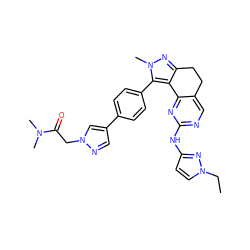 CCn1ccc(Nc2ncc3c(n2)-c2c(nn(C)c2-c2ccc(-c4cnn(CC(=O)N(C)C)c4)cc2)CC3)n1 ZINC000224946972