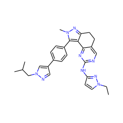 CCn1ccc(Nc2ncc3c(n2)-c2c(nn(C)c2-c2ccc(-c4cnn(CC(C)C)c4)cc2)CC3)n1 ZINC000224947028