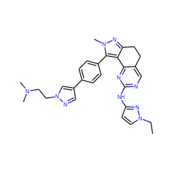 CCn1ccc(Nc2ncc3c(n2)-c2c(nn(C)c2-c2ccc(-c4cnn(CCN(C)C)c4)cc2)CC3)n1 ZINC000205269071