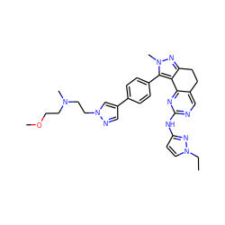 CCn1ccc(Nc2ncc3c(n2)-c2c(nn(C)c2-c2ccc(-c4cnn(CCN(C)CCOC)c4)cc2)CC3)n1 ZINC000224946449