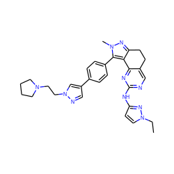 CCn1ccc(Nc2ncc3c(n2)-c2c(nn(C)c2-c2ccc(-c4cnn(CCN5CCCC5)c4)cc2)CC3)n1 ZINC000224946086