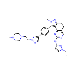 CCn1ccc(Nc2ncc3c(n2)-c2c(nn(C)c2-c2ccc(-c4cnn(CCN5CCN(C)CC5)c4)cc2)CC3)n1 ZINC000224946027