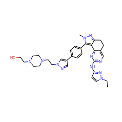 CCn1ccc(Nc2ncc3c(n2)-c2c(nn(C)c2-c2ccc(-c4cnn(CCN5CCN(CCO)CC5)c4)cc2)CC3)n1 ZINC000224952129