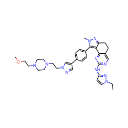 CCn1ccc(Nc2ncc3c(n2)-c2c(nn(C)c2-c2ccc(-c4cnn(CCN5CCN(CCOC)CC5)c4)cc2)CC3)n1 ZINC000224958727