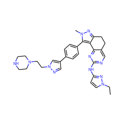 CCn1ccc(Nc2ncc3c(n2)-c2c(nn(C)c2-c2ccc(-c4cnn(CCN5CCNCC5)c4)cc2)CC3)n1 ZINC000224947472