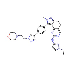 CCn1ccc(Nc2ncc3c(n2)-c2c(nn(C)c2-c2ccc(-c4cnn(CCN5CCOCC5)c4)cc2)CC3)n1 ZINC000224947305