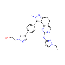 CCn1ccc(Nc2ncc3c(n2)-c2c(nn(C)c2-c2ccc(-c4cnn(CCO)c4)cc2)CC3)n1 ZINC000224949990