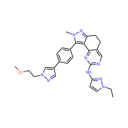 CCn1ccc(Nc2ncc3c(n2)-c2c(nn(C)c2-c2ccc(-c4cnn(CCOC)c4)cc2)CC3)n1 ZINC000224951972