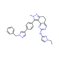 CCn1ccc(Nc2ncc3c(n2)-c2c(nn(C)c2-c2ccc(-c4cnn(Cc5ccccc5)c4)cc2)CC3)n1 ZINC000224951571